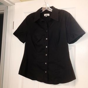 LOFT | Short Sleeve Blouse | Black | Size 8
